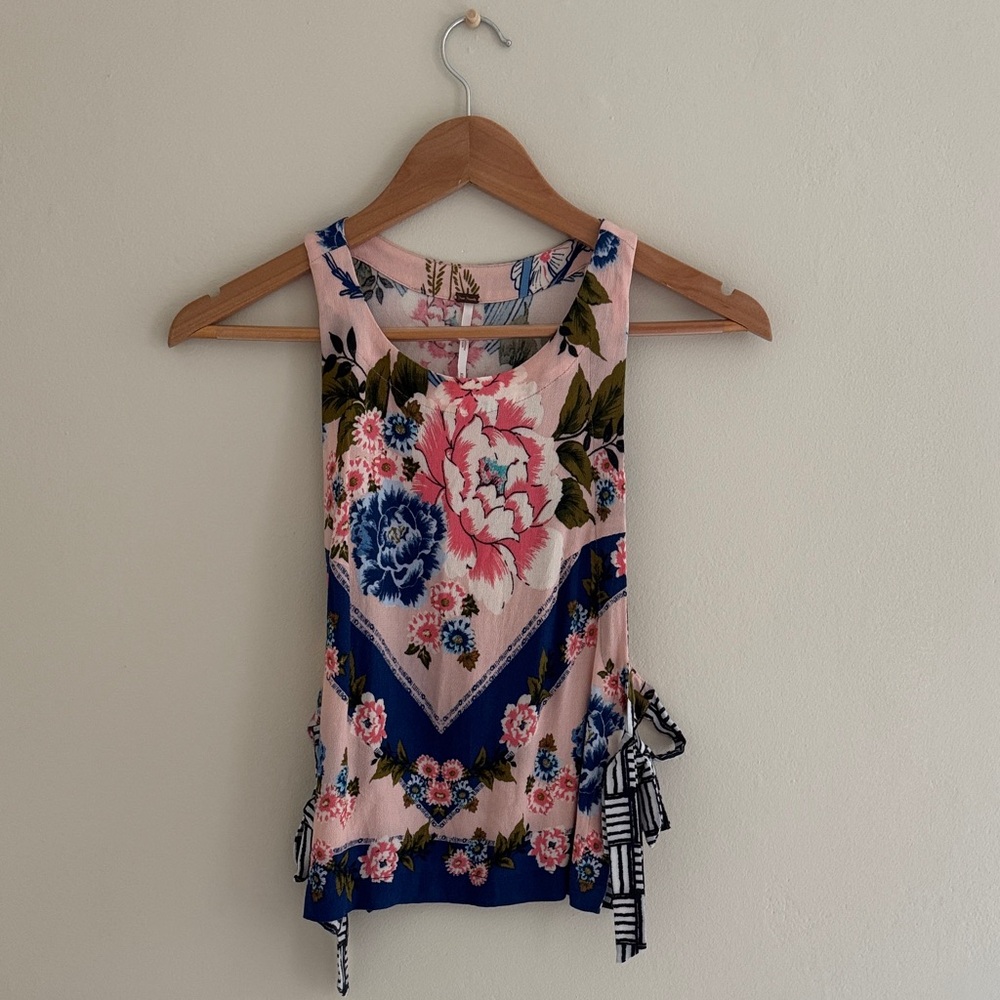 Free People XS Floral Pink and Blue Women's Top